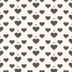 Seamless pattern with hearts of different sizes. Vector illustration. Blue color.