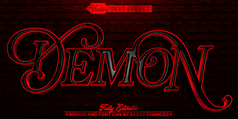 Horror Red Demon Vector Editable Text Effect Template