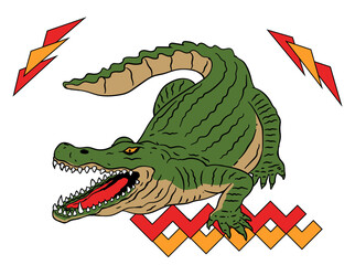 crocodile hand-drawing vintage