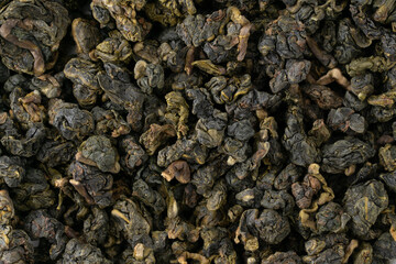 凍頂烏龍茶の茶葉のクローズアップ