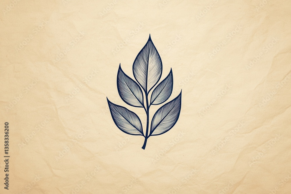 Poster minimalist illustration of a plant leaf on a soft background emphasizing nature and simplicity in de