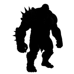 Fototapeta premium Black Silhouette of Hulking Brute with Spiked Shoulder