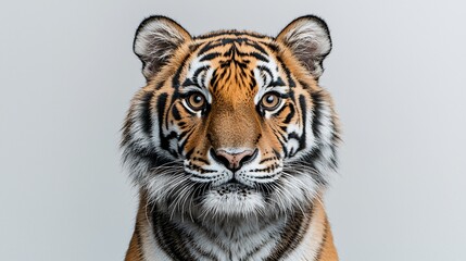 Obraz premium Tiger Portrait Against Gray Background