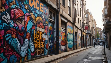 Urban Alleyway Graffiti Art Morning