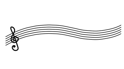 カラフル五線譜のかわいい音符のイラスト