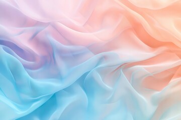 Fototapeta premium Soft Pastel Blue and Peach Silk Fabric Draped Texture Background Beautiful ombre textile design