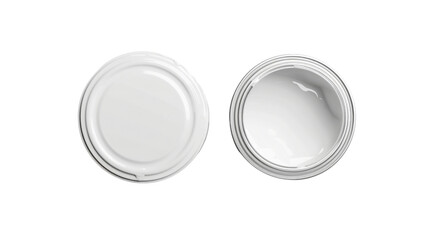 White paint bucket open and closed on transparent background