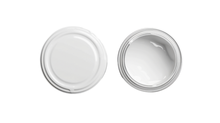 White paint bucket open and closed on transparent background