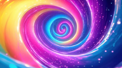 Obraz premium Vibrant Rainbow Spiral Abstract Background Design with Glowing Light Effects