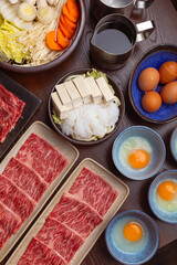 table setting at a japanese hotpot restaurant 
