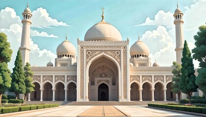 Mosque illustration. Islamic arabian