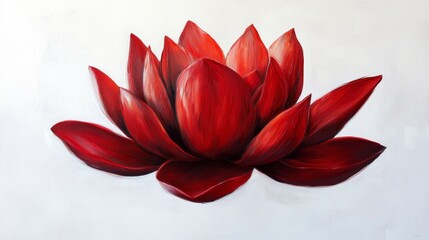 Red Lotus Flower Painting Closeup