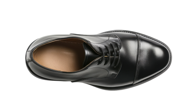 Classic black leather dress shoe isolated on transparent background - Powered by Adobe