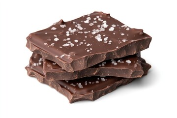 Stack of dark chocolate squares, sprinkled with sea salt
