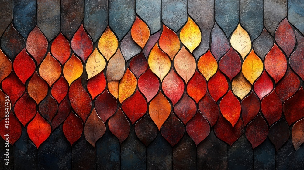 Poster leaves arranged in a mosaic pattern.