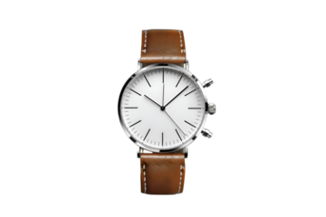 Stylish Wristwatch Brown Leather Strap Minimalist Design Elegant Timepiece,