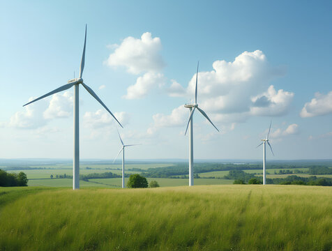 &eacute;nergie &eacute;olienne, &eacute;nergie , Windkraft Anlage mit zartem Wolken Hintergrund und Freiraum f&uuml;r eigenen Text 