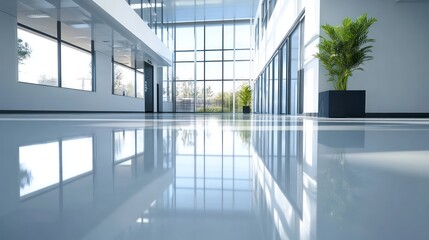Fototapeta premium Modern office interior design corporate space photography minimalist environment ground view architectural concept