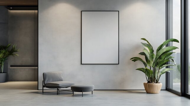 Contemporary wall with a clean poster frame ready for business branding or personalized messages