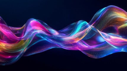 Obraz premium Abstract Colorful Wave with Glowing Particles