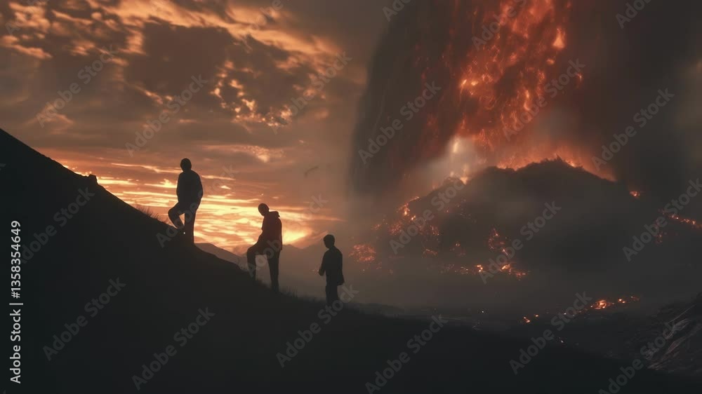 Poster enormous ash serpents cascade through billowing clouds their forms illuminated by redhot magma that 