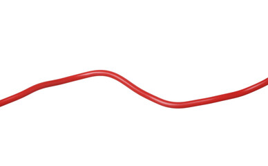 One red electrical wire isolated on white