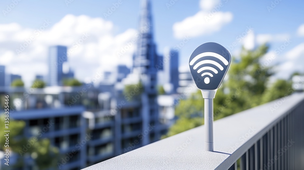 Aufkleber Close Up View of Encrypted Mobile Signal Icon on Urban Background
