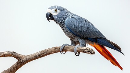 Obraz premium Grey parrot perched on branch