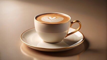 Obraz premium Aromatic Cappuccino in Elegant Cup with Golden Rim on a Matching Saucer