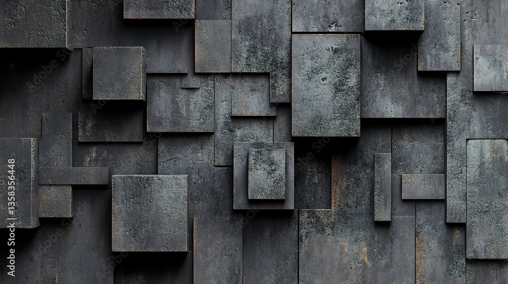 Aufkleber dark abstract 3d concrete art with rough texture and scale variation