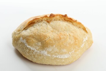 Whole loaf of freshly baked bread isolated on white