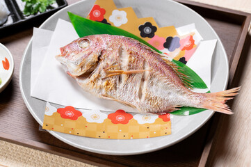 お祝い事の時の鯛の塩焼き