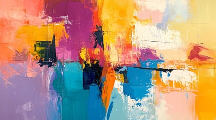 Abstract Colorful Painting with Vibrant Brushstrokes