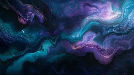 Obraz premium Abstract Cosmic Swirls: Teal Purple Galaxy Background