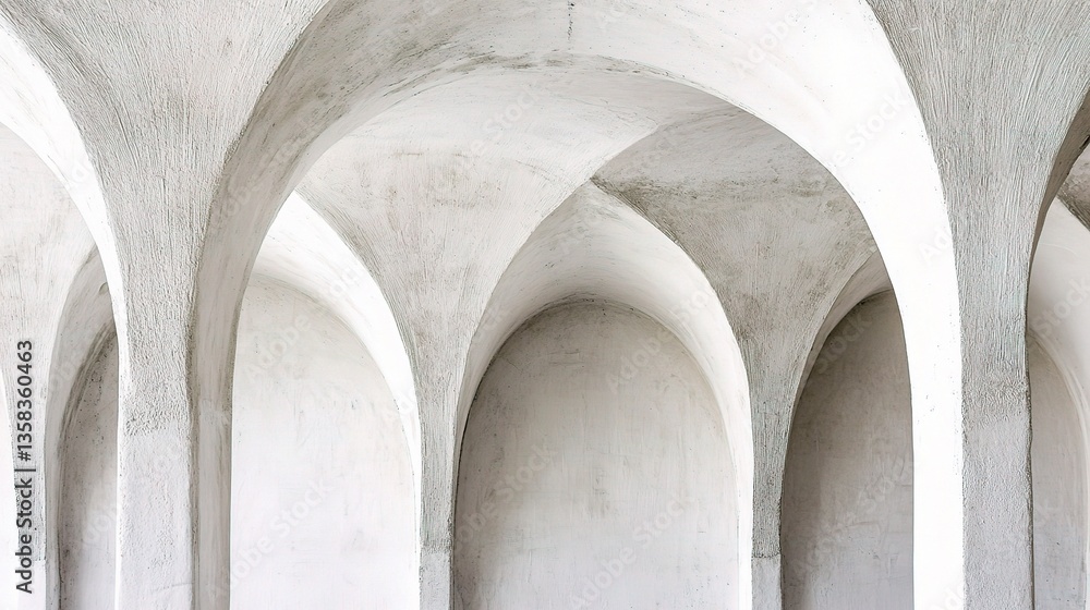 Poster elegant arched architecture in white concrete structure