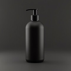 Minimalistic black pump bottle on a dark background highlighting modern design.