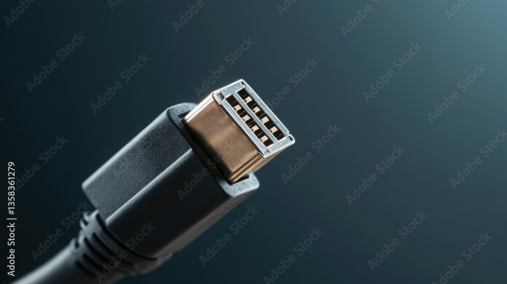 Poster Detailed Macro View of an Ethernet Port Connection for Technology Use