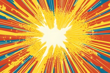 Fototapeta premium Boom Comic Background with Lightning Strikes and Explosion Effects