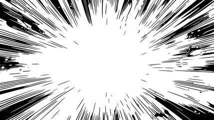 Comic-Style Burst Effect with Bold Black Lines on a White Background