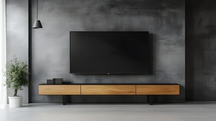 Contemporary flat-screen television set against a sleek, minimalist wall