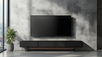Sleek flat-screen TV mounted on a wall in a stylish modern living room