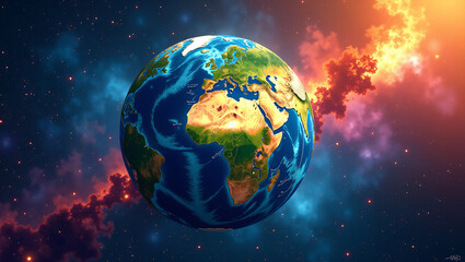 Fototapeta premium An abstract representation of the Earth, using vibrant colors and textures to symbolize the beauty and fragility of our planet.