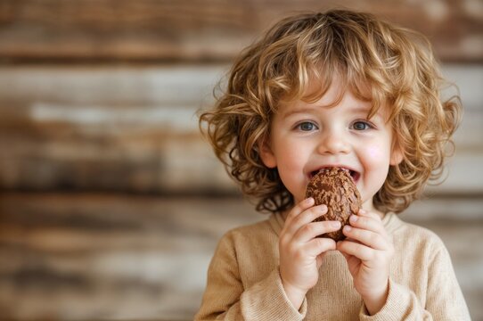 Um menino saboreando um ovo de chocolate da P&aacute;scoa, capturando um momento de celebra&ccedil;&atilde;o e alegria
