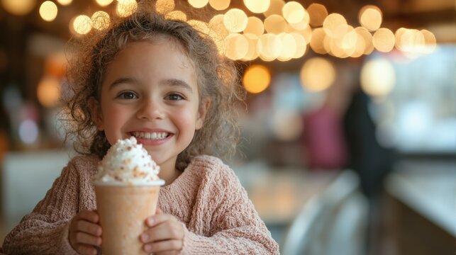 Uma crian&ccedil;a saboreando um sorvete em um momento de descontra&ccedil;&atilde;o, transmitindo leveza, alegria e um momento espont&acirc;neo de relaxamento, perfeito para representar divers&atilde;o e simplicidade