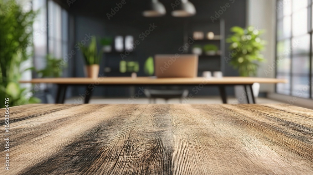 Poster blurred modern workspace background with minimalist design elements
