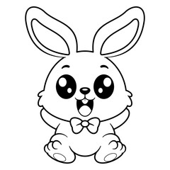 Cute bunny wearing a bow tie, for coloring