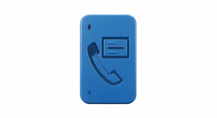 Blue Telephone and Message Icon on White Simple Communication Concept