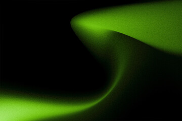 Abstract green gradient flowing ribbon pattern rough grunge texture noise grain dark background illustration product backdrop design technology header element