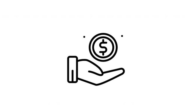 Animated hand holding a coin with a dollar sign, suitable for finance and budgeting concepts in business and personal finance websites or presentation
