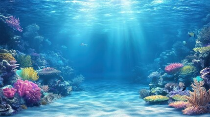 Obraz premium Vibrant Underwater Coral Reef Scene: A Breathtaking View of Ocean Life